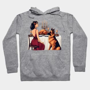 Lady And German Shepherd Thanksgiving Hoodie